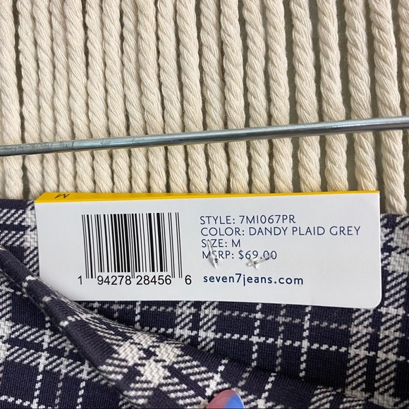 Seven 7 NWT Pull On Pointe Dandy Plaid Grey Skinny Legging Medium - Picture 8 of 10